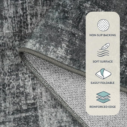 Lahome Black 8x10 Area Rugs for Living Room, Boho Rugs for Bedroom Soft Dining Room Rug, Modern Abstract Ombre Non-Slip Low-Pile Throw Carpet for Playroom Home Office(8'x10',Black and White)