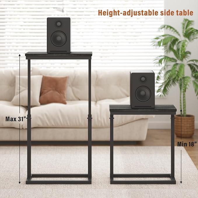 TUTOTAK End Table, Side Table, Tall Couch Table, Sofa Table, Living Room, Bedroom,Grey TB01BY083P