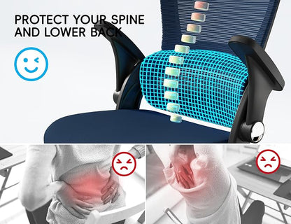 TRALT Office Chair - Ergonomic Office Chair with Back Support, Home Office Desk Chairs, 330lbs Wide Seat Big and Tall Office Chairs, Comfy Desk Chair for Work, Study, Office, Gaming (Dark Blue)
