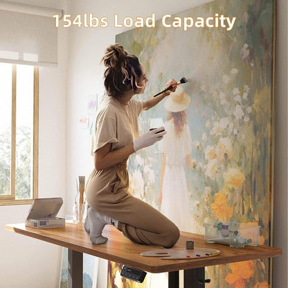 YIHAYO Low Height Adjustable Desk, Lifts 18.1-28.3 Inches, Electric Standing Desk for Short People, 55 x 24 Inches Computer Table with Splice Board for Home Office, Rustic Brown