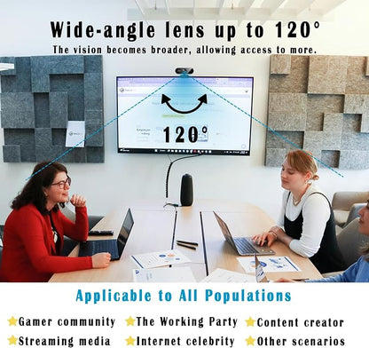 1080P Webcam for PC/Laptop, USB Webcam with Microphone, Noise Cancellation, Support Beauty, Plug & Play with Auto Light Correction for Video Calls, Live Streaming Gaming & Online Meetings