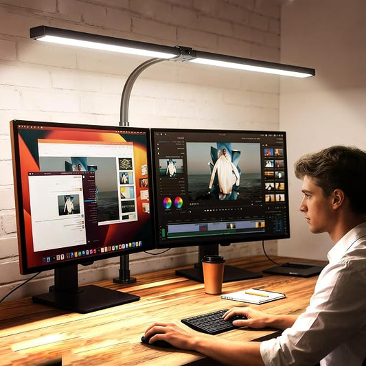 LED Desk Lamp for Office Dorm Home - Eye Caring Desk Light 18W Gooseneck Dimmable Table lamp with Anti-Glare Cover Base(No Remote)