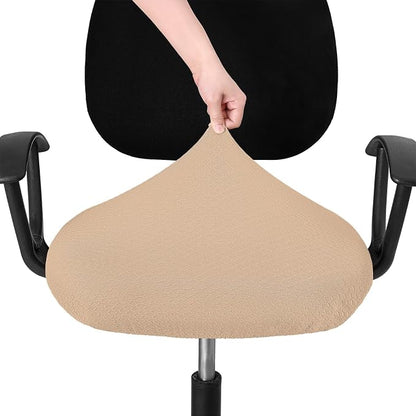 Smiry Stretch Jacquard Office Computer Chair Seat Covers, Removable Washable Anti-dust Desk Chair Seat Cushion Protectors - Khaki