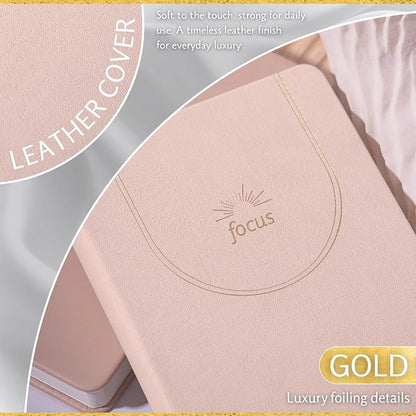 ADHD Daily Planner for Neurodivergent Adults – Premium Leather Productivity & Task Management Planner with Guided Focus Pages, 170gsm Paper, Gold Foiling & Gift Box – Undated Organizer | A5 (Nude)