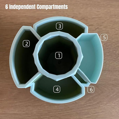 Pencil Holder for Desk Rotating Pen Organizers Green Small Desktop Organizer Desk Storage Caddy Ideal for Office, Home, School,Classroom (Blue & Green)