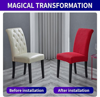 Stretch Chair Covers for Dining Room Set of 2, Removable Washable Dining Room Chair Covers, Dining Chair Slipcovers Seat Protector, Great for Home Decor and Banquet (Ruby, 4 Pack)