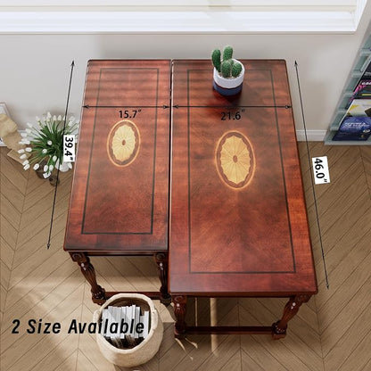 Desks with Drawers, 46" Home Office Desk with Stable Solid Wood Pedestral Legs, Vintage/Classic Style Computer Desk with Large Workstation for Home Office, Living Room Study or Workspace
