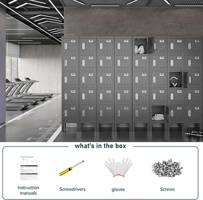 BUTISOW Metal Lockers - 66" Height Steel Lockers for Employees with 5 Door Storage Locker with Card Slot for Employees Gym School Home Office Garage - Assembly Required