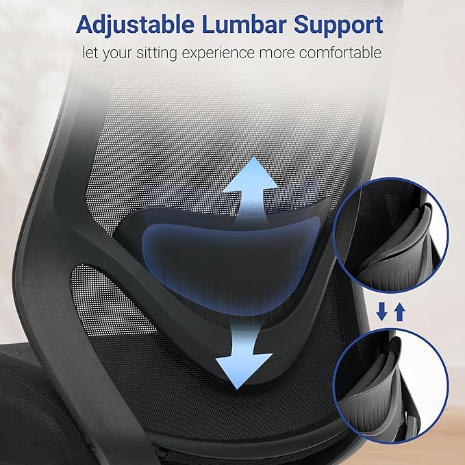 High Back Office Chair, Big and Tall Office Chair Ergonomic Comfy Chair Executive Desk Chair for Heavy Duty People 450Lbs Computer Chair with Adjustable Lumbar Support & Flip-up Arms