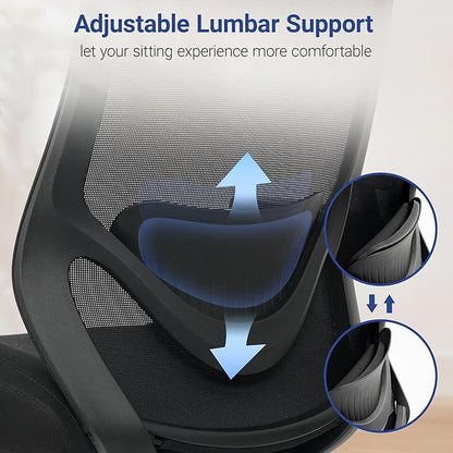 High Back Office Chair, Big and Tall Office Chair Ergonomic Comfy Chair Executive Desk Chair for Heavy Duty People 450Lbs Computer Chair with Adjustable Lumbar Support & Flip-up Arms