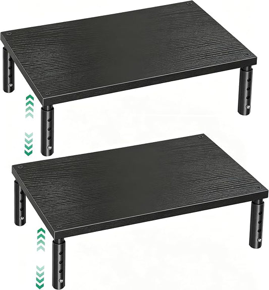 OPNICE Desk Organizers and Accessories, Adjustable Computer Monitor Stand Riser, Laptop Stand for Desk, Office Desk Accessories & Workspace Organizers for Home Office, Black-2P