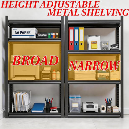 Printer Stand, Heavy Duty 4-Tier Steel Shelving Unit with Storage, Large Adjustable Printer Table - Ultimate Office & Home Office Storage Organizer 44" H X 19.7" W X 13.8" D, Black
