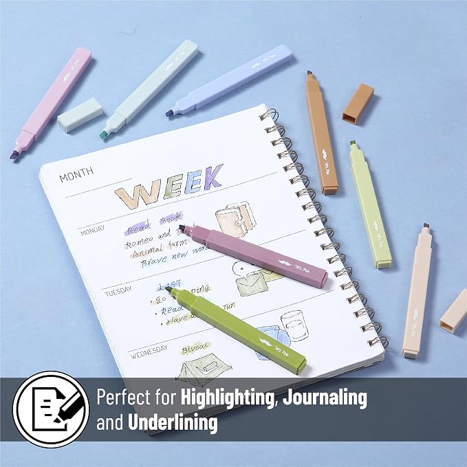 Mr. Pen- Aesthetic Highlighters No Bleed, 8 Pack, Verdant Earth, Chisel Tip | Cute Highlighters Assorted Colors for Journaling, Highlighting, Underlining, Fast Dry, Back to School Supplies