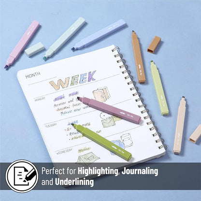 Mr. Pen- Aesthetic Highlighters No Bleed, 8 Pack, Verdant Earth, Chisel Tip | Cute Highlighters Assorted Colors for Journaling, Highlighting, Underlining, Fast Dry, Back to School Supplies
