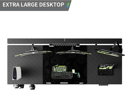 71" Gaming Standing Desk for Gamers & Streamers, 4-Leg Electric Sit Stand Desk with LED Lights, Flip-Top Cable Management, Stable Computer Desk with Wheels