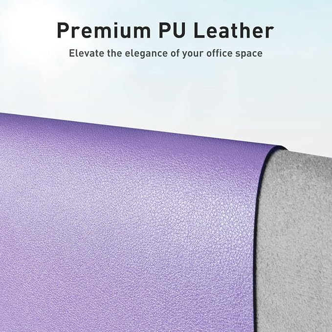 Aothia Faux Leather Desk Mat (Light Purple, 23.6" x 13.7") | Creates One Clean Surface For Your Keyboard, Mouse And Laptop, Helping Keep Your Workspace Organized Every Day