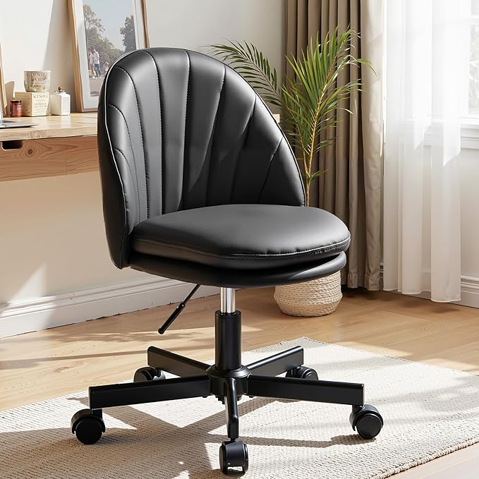 GTPLAYER Small Ergonomic Tall Office Chair, Computer Desk Chair with Wheels Versatile Height Use: Office to Bar Stools (or Standing Desk), Vanity Chair with Back PU Leather Shell Design for Gift