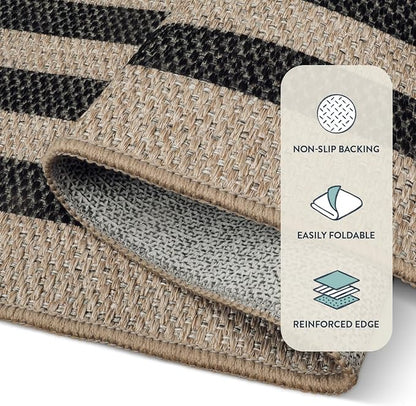 Lahome Enfys Modern Geometric Easy Jute Dining Room Rug, 5x7 Modern Rugs for Living Room Washable Kitchen Mat, Large Non Slip Farmhouse Indoor Outdoor Carpet for Bedroom Dorm RV