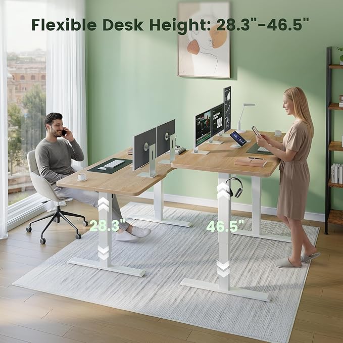 CubiCubi 48 x 24 Standing Desk, Height Adjustable Electric Computer Desk, Sit Stand up Home Office Workstations, Maple