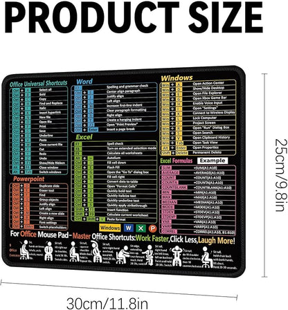 Compact Shortcut Master Mouse Pad - Essential Excel, Word, PowerPoint & Windows Cheat Sheet for Office Efficiency,Non-Slip, Waterproof Desk Mat for Small Spaces, Beginners & Secretaries