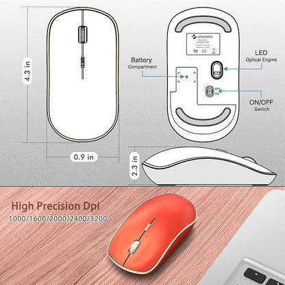 JOYACCESS Wireless Gaming Mouse, Slim Portable USB Mouse for Laptop, Computer, PC (Orange Red)