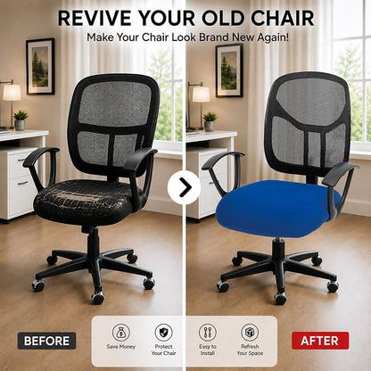 DIVA EN CAMINO DEC Stretchable Desk Office Chair Seat Cushion Covers - Universal Spandex Computer Chair Slipcover - Anti-Scratch Dogs, Cats, Pets Removable Washable Cushion Protectors (Royal Blue)