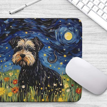Starry Night Dog Mouse Pad for Home Office Gaming Working Desk Computer Desktop Accessories Non-Slip Rubber Mouse Pad for Dog Lovers (Miniature Schnauzer)