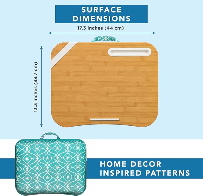 LAPGEAR Designer Lap Desk 2-Pack with Storage Basket, Phone Slot & Device Ledge – Aqua Trellis – Fits Laptops up to 15.6" – Style No. 70422