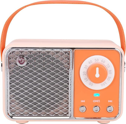 Dosmix Retro Bluetooth Speaker, Vintage Decor, Wireless Bluetooth Speakers, Cute Old Fashion Style for Kitchen Desk Bedroom Office Party Outdoor Kawaii Accessories (Orange)