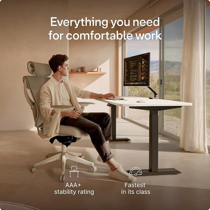 Desktronic HomeOne Standing Desk 54x28 — Ergonomic Sit Stand Home Office Desk, Made in Europe, Electric Dual Motor Height Adjustable, USB & USB-C Charging, Wobble-Free, Touchscreen, 3 Memory Presets