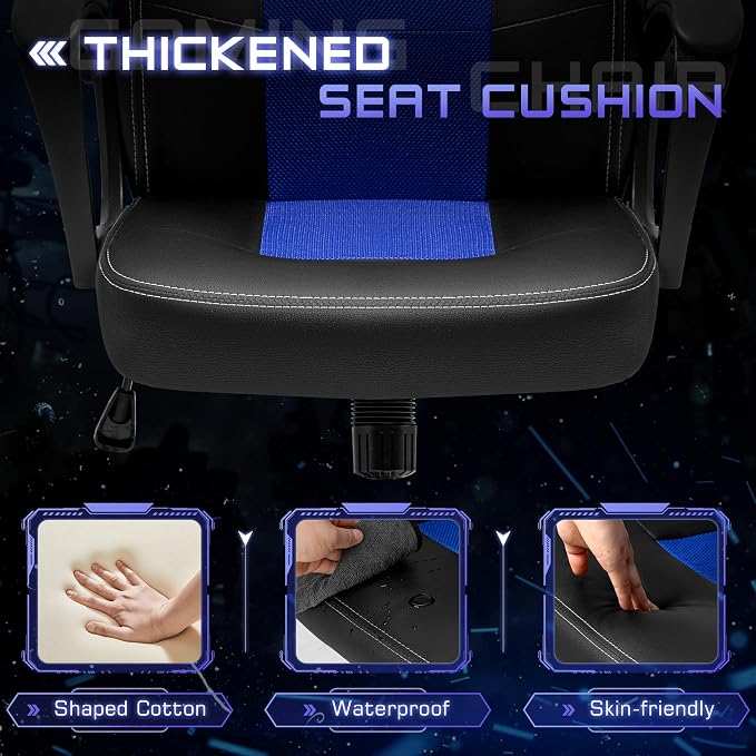 Office Gaming Chair High Back Leather Computer Chairs Ergonomic Height Adjustable Racing Game Desk Chair Executive Conference Task Chair (Blue)