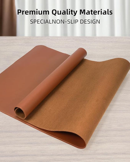 AFIING Large Desk Mat 55" x 24" - PU Leather Desk Pad Protector, Waterproof Non-Slip Extended Mouse Pad for Office Desk, Keyboard, Laptop and Home Workspace (Brown)