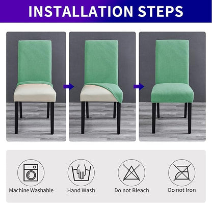 Chair Covers for Dining Room Set of 2, Stretchy Dining Chair Covers, Textured Jacquard Kitchen Chair Slipcovers, Classy Decor for Home and Banquet (Sage, 2 Pack)