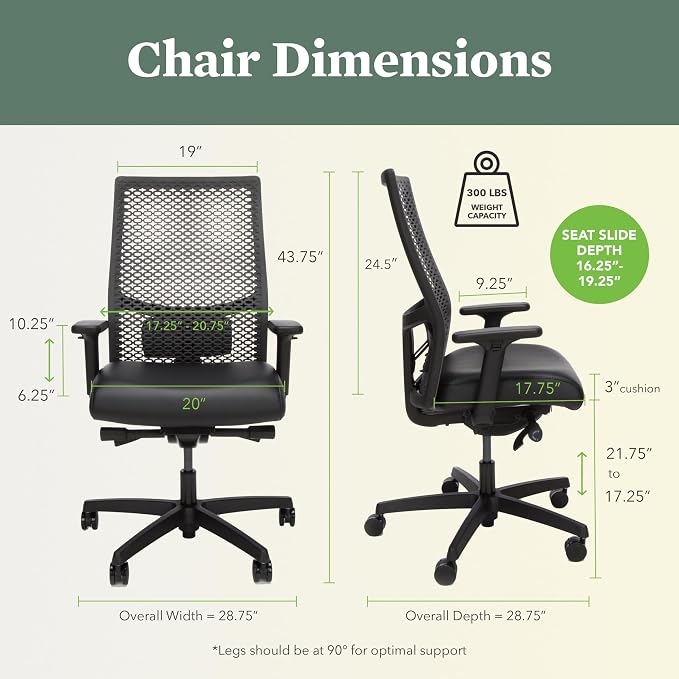 HON Ignition 2.0 ReActiv Ergonomic Office Chair, Mesh Desk Chair with Lumbar Support, Advanced Synchro‑Tilt, Height and Width Adjustable Arms, Swivel Wheels, Black Frame, Black