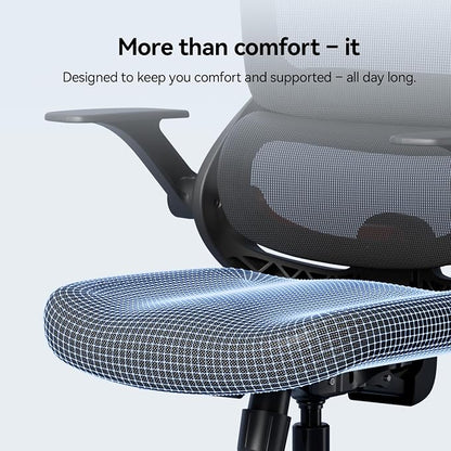 SIHOO B100 SE Office Chair, Desk Chair with Adaptive Lumbar Support & 2D Flip-up Armrests, 135° tilt Soft Memory Foam Erogonomic Chair for Home Office,Hold 300 LBS-Jet Black