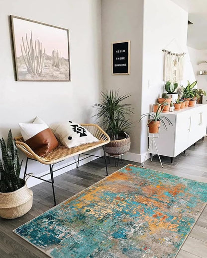 Lahome Modern Abstract Area Rug - 4x6 Colorful Rug for Bedroom Soft Washable Rugs for Living Room Dining Room Non Slip, Contemporary Indoor Carpet for Nursery Office Apartment Playroom Kitchen
