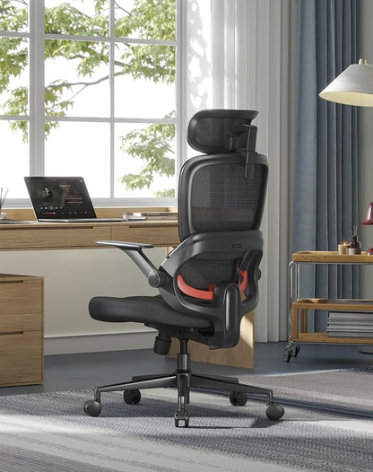 SIHOO B100 SE Office Chair, Soft Memory Foam Desk Chair with Adaptive Lumbar Support & 2D Flip-up Armrests, 135° tilt Computer Chair for Home Office, Black