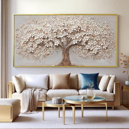 Canvas Wall Art Decor Prints Oversized Wall Art Pictures for Living Room Tree of Life Wall Art Decor Canvas Art Wall Decor Modern Large Gold Framed Wall Art Prints Artwork for Walls Bedroom Office Decor 29" X 58"
