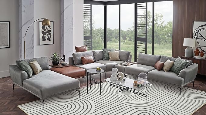 Lahome Abstract 8x10 Area Rugs for Living Room Bedroom, SoftWashable Rugs 8x10, Ultra-Thin Non-Slip Modern Dining Room Rug Non-Shedding Accent Carpet for Office Darrell (8x10ft,Black)