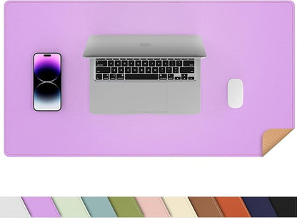 AFIING Cork Desk Mat,Purple, 23.6" x 13.8", Desk Pad Protector | Dual-Sided Natural Cork & PU Leather, Non-Slip, Waterproof, For Office, Home & Gaming
