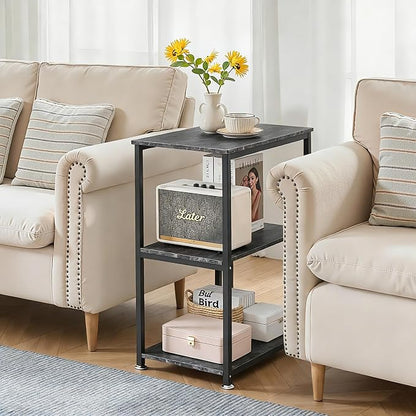 VECELO Tall End Side Table,30" Height Nightstand with 3-Tier Storage Shelf for Living Room Bedroom Office Hallway Study