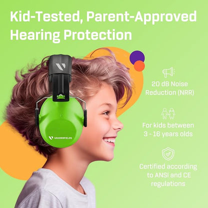 Vanderfields Hearing Protection Ear Muffs - Over 31 dB (2K Hz) Broad Noise Cancelling Sound Reduction Earmuffs for Kids 3-12