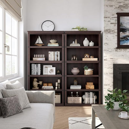 GarveeHome 5 Tier Farmhouse Bookcase, 67.4" Tall Book Shelf with Storage, Wooden Bookshelves 5 Shelf Display Shelvesfor Home Office, Living Room, Bed Room (Cherry, 67.4" H x 31.5" W x 12.8" D)