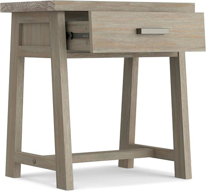 SIMPLIHOME Sawhorse SOLID WOOD 24 Inch Wide Modern Industrial Bedside Nightstand Table in Distressed Grey, For the Living Room and Bedroom