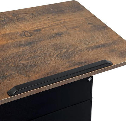 Small Mobile Standing Desk with Storage, 24" L×16" W Mobile Office Table, Rolling Laptop Table with 180° Flip, 32-47in Adjustable Height Desk for Small Spaces Home Offices