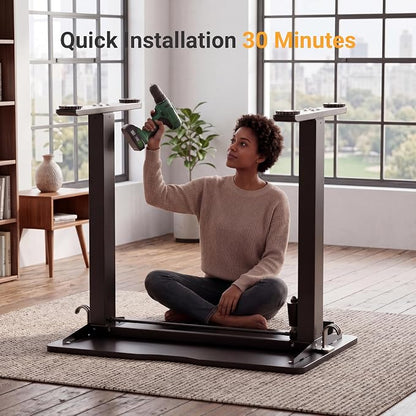 Claiks Electric Standing Desk, 35 x 20 Inch Small Height Adjustable Sit Stand Desk for Home Office, Computer Desk with Memory Presets, Cable Management & Headphone Hooks, 156 lbs Capacity, Black