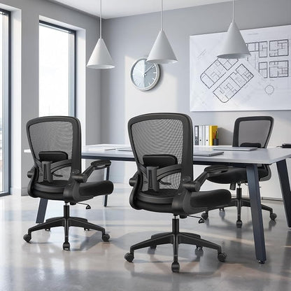 FelixKing Office Chair, Ergonomic Desk Chair Breathable Mesh Chairs Adjustable High Back Lumbar Support Flip-up Armrests, Executive Rolling Swivel Comfy Computer Chairs Home Office Black