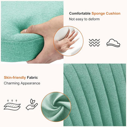 Sweetcrispy Armless Vanity Chair, Cute Comfy Home Office Desk Chair with Wheels, Modern Upholstered Task Computer Seat for Bedroom, Study, Makeup Vanity, Height Adjustable & Swivel, Mint