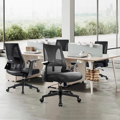 CLATINA 500lbs Big and Tall Office Chair Heavy Duty Mesh Ergonomic Computer Chairs with Adjustable Lumbar Support and Wide Comfy Seat for Home Office Conference Heavy People, Black, 10 Pack