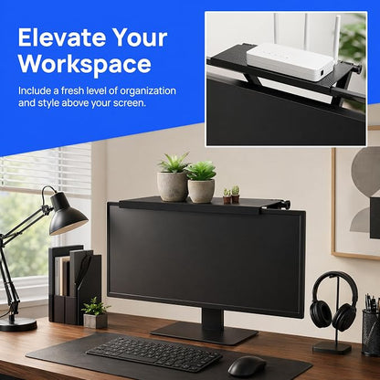 7-Inch Adjustable Screen Top Shelf Organizer for TV Computer Monitor Flat Screen 'TV Mount Top Shelf Used to Place Soundbar Cable Box Speakers Apple TV Play-Station Camera Frames Remote-Black